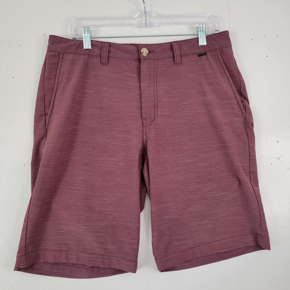 TravisMathew Mens Burgundy Heathered Golf Shorts Sz 32 Stretch PerformanceGolf